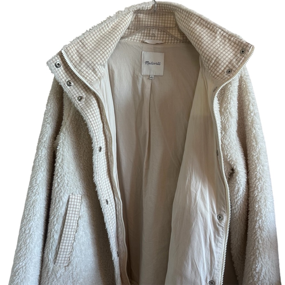 Madewell Resourced Sherpa Zip Up Jacket L Cream - Picture 9 of 14
